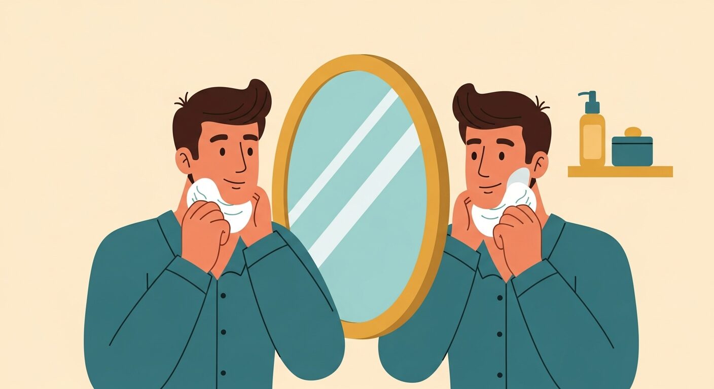 清潔感を整えてデートに臨む男性のイラスト