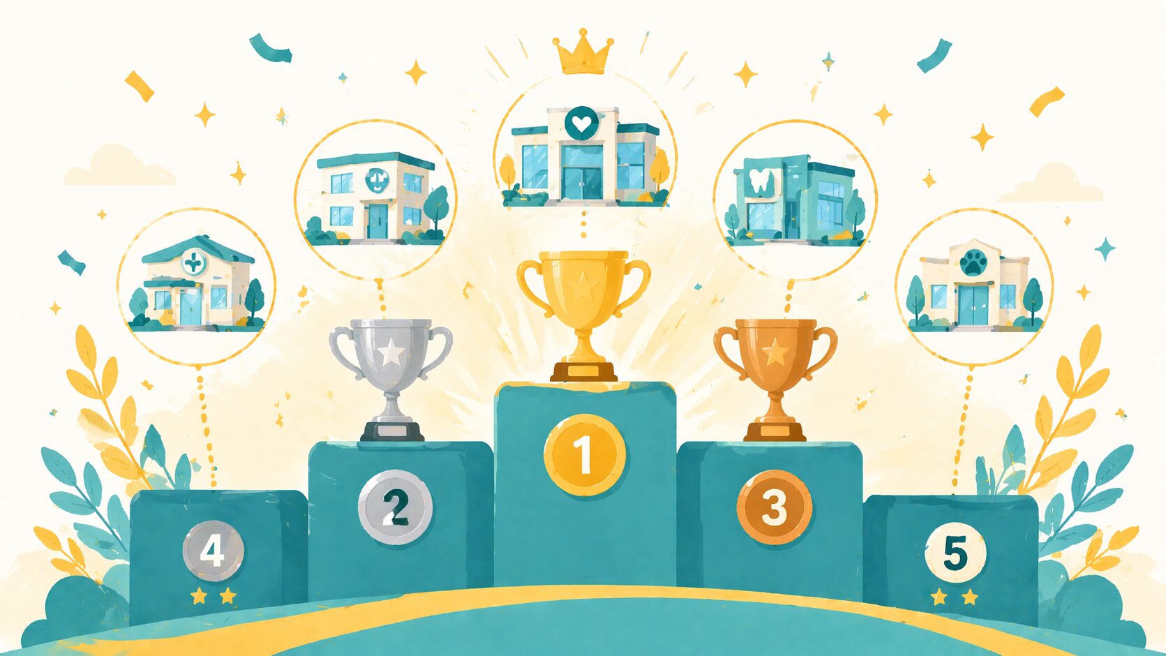 メンズ医療ひげ脱毛クリニックランキングTOP5の表彰台イメージイラスト