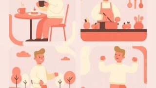 アクティブな週末を過ごす男性のイラスト