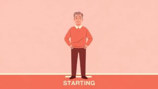 再スタートに立つ男性のイラスト