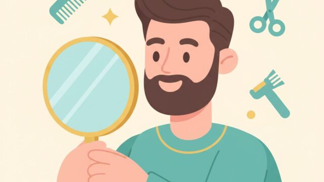 眉毛を整えた男性のイラスト