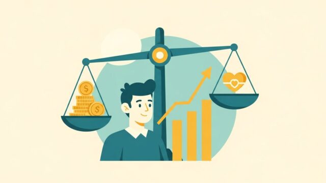 婚活と年収のバランスを考える男性のイラスト