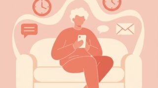 婚活LINEのタイミングを考える男性のイラスト