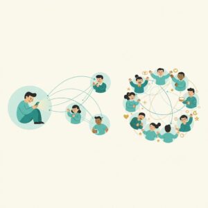 孤独から人とつながる男性のイラスト