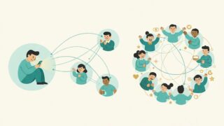 孤独から人とつながる男性のイラスト