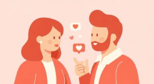 好意のサインを送り合うカップルのイラスト