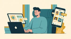 仕事と婚活を両立する男性のイラスト