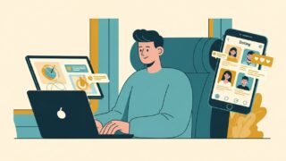 仕事と婚活を両立する男性のイラスト