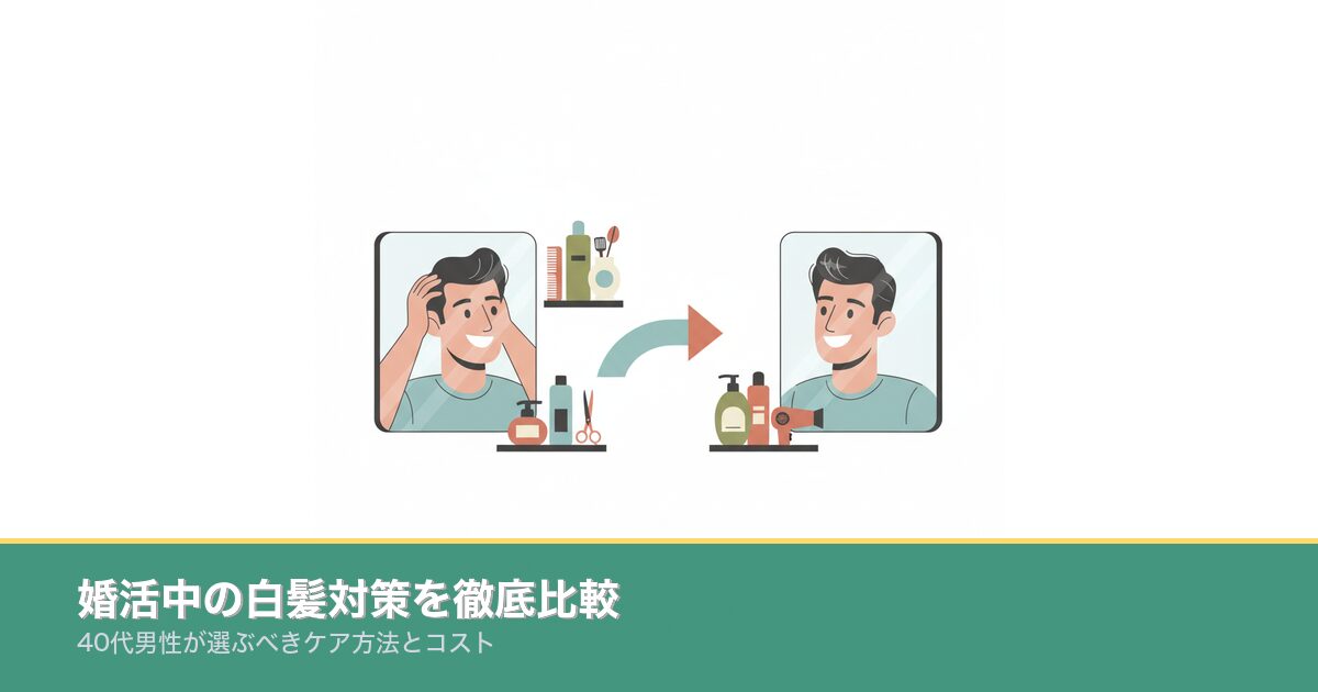 婚活中の白髪対策を比較する40代男性