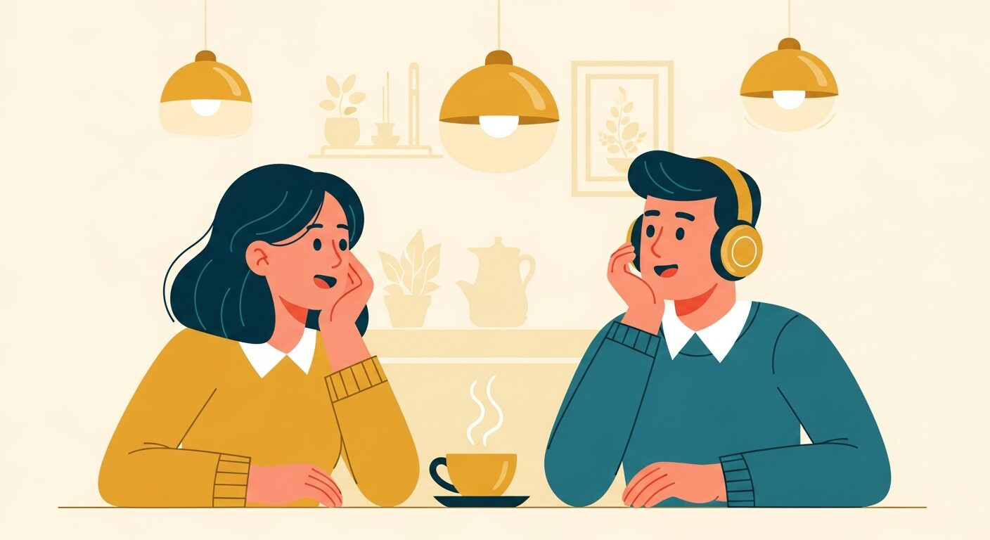 相手の話を真剣に聞く男性のイラスト