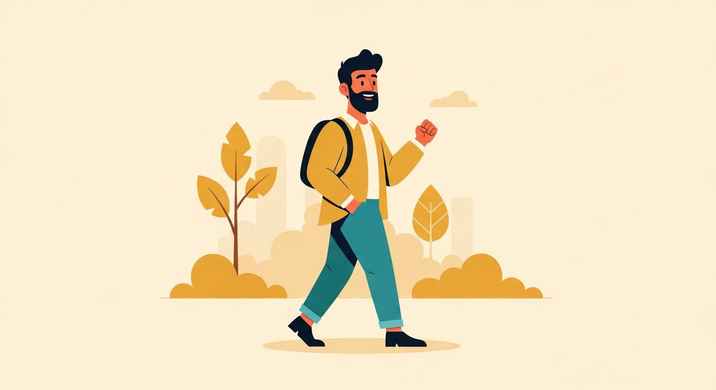 青髭から解放されて自信を取り戻した男性のイラスト