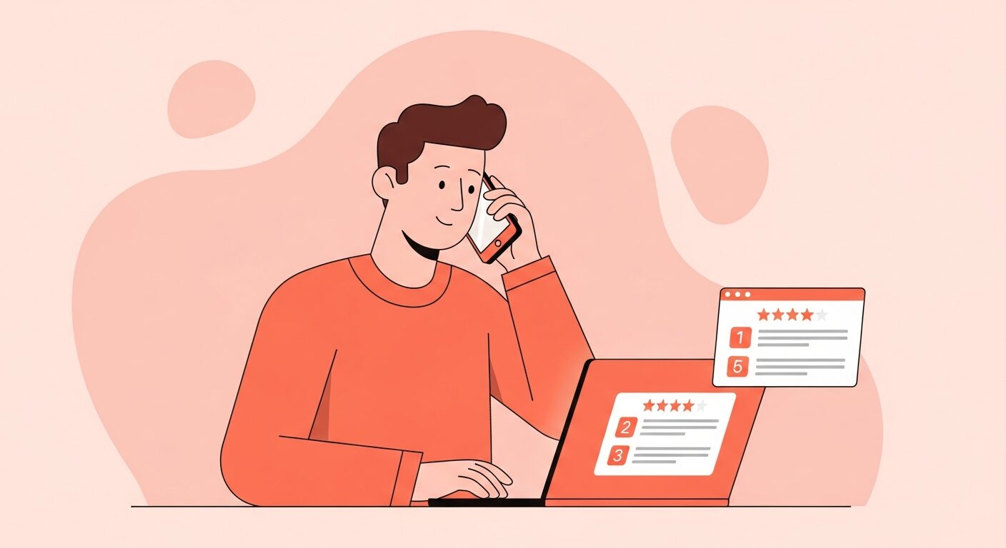 デート予約の準備をする男性のイラスト