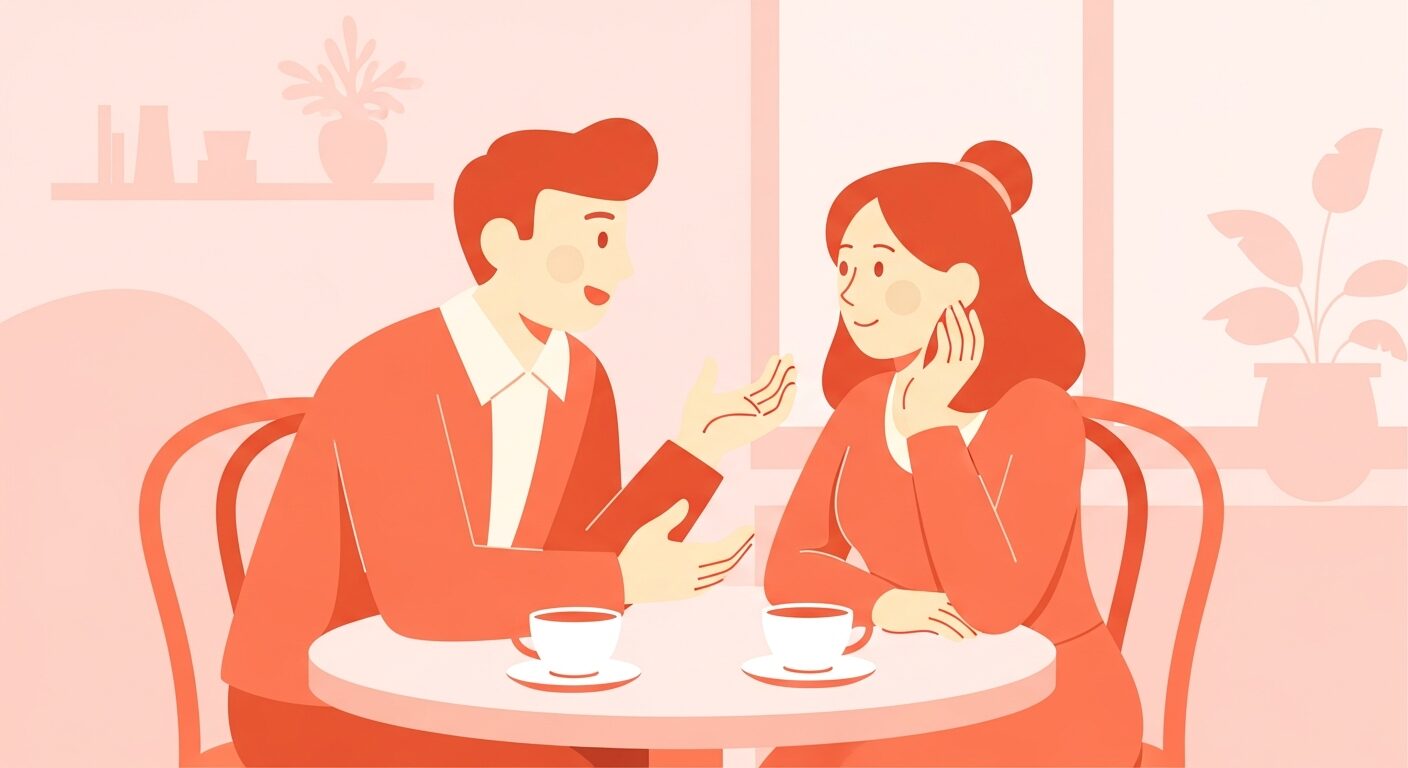 正直に話し合うカップルのイラスト