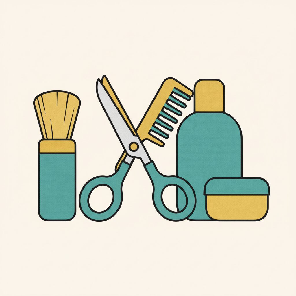 眉毛ケア道具セットのイラスト