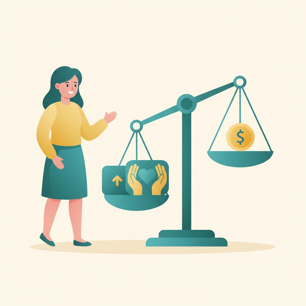 年収よりも人間性を重視する女性のイラスト