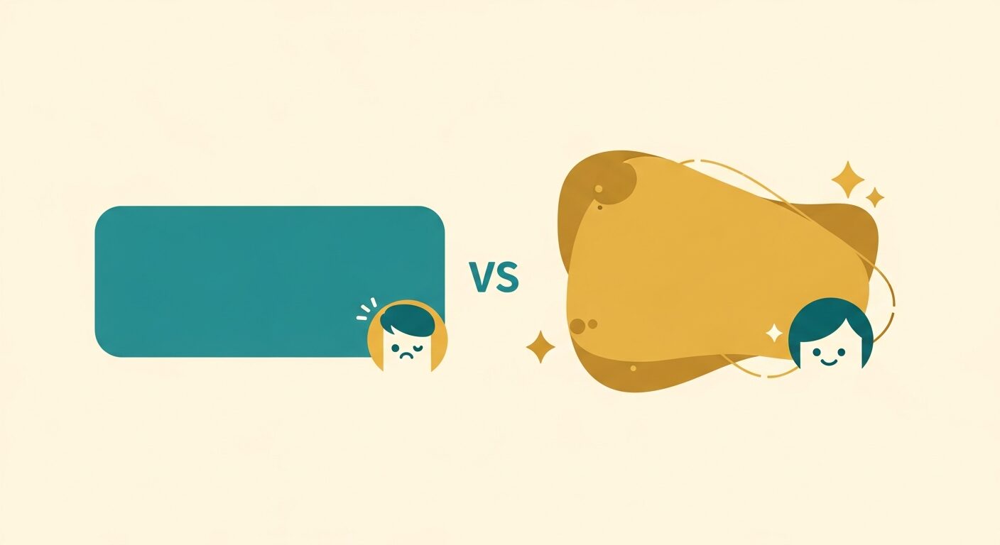 テンプレメッセージと個別化メッセージの比較イラスト