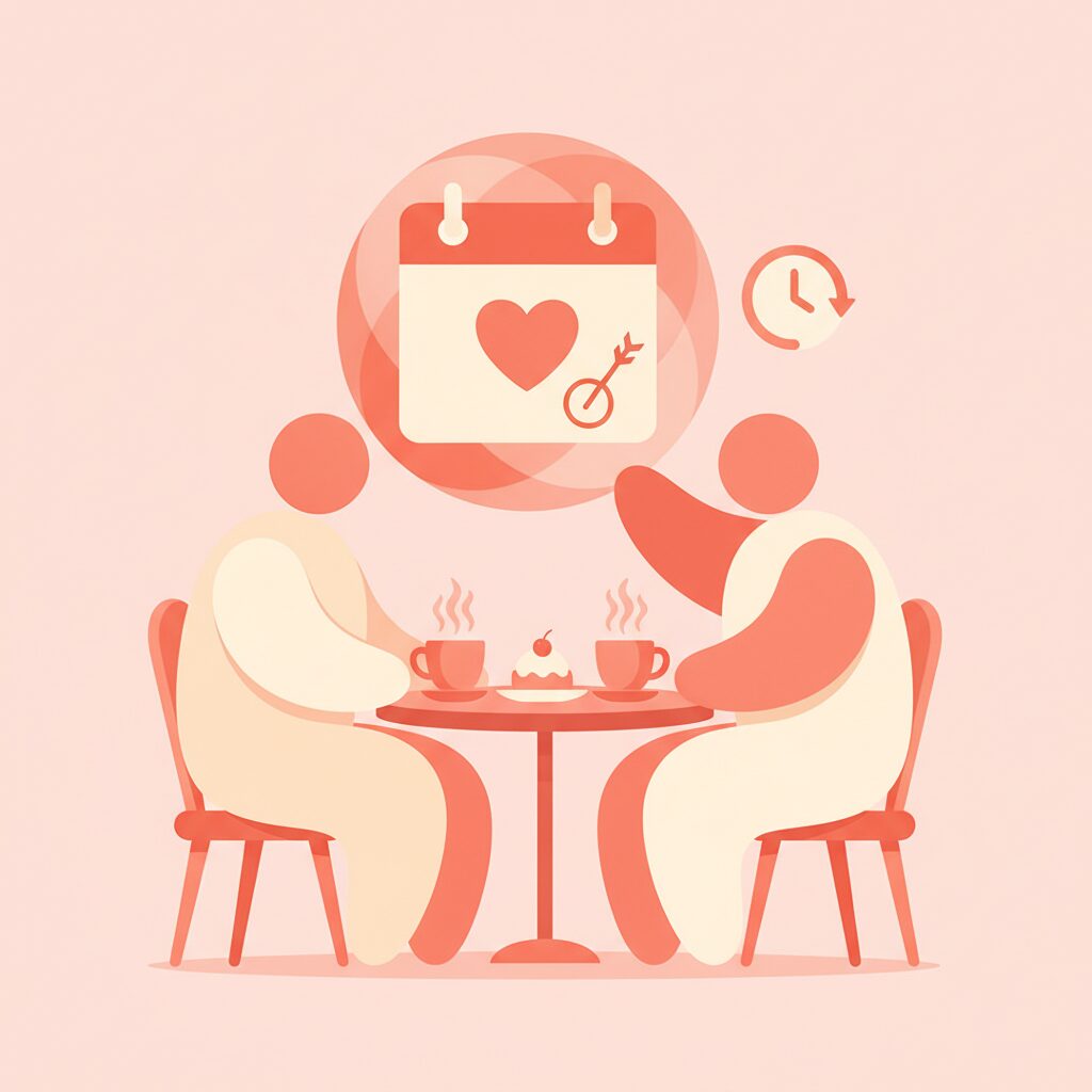 次のデートを計画するカップルのイラスト