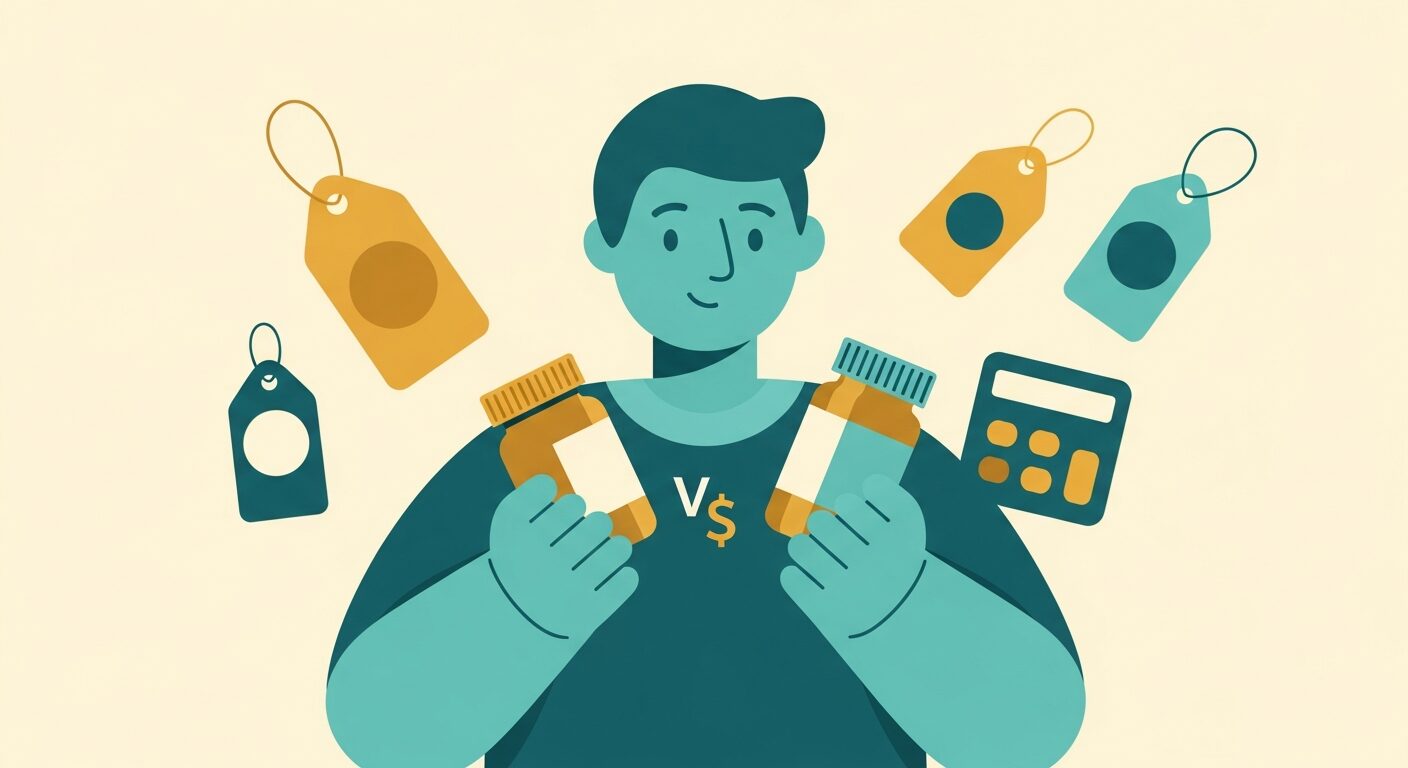 AGA治療の費用を計算する男性のイラスト