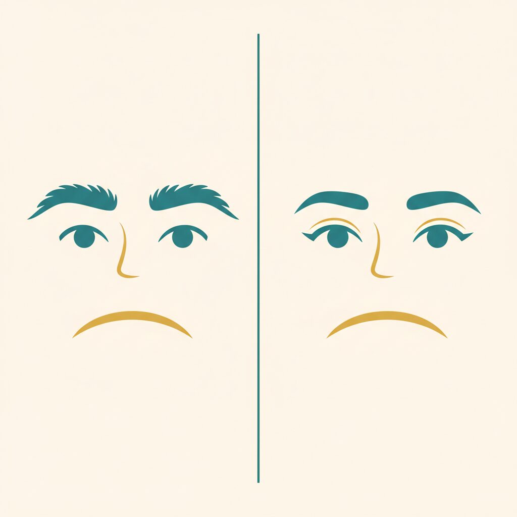 眉毛のビフォーアフター比較イラスト