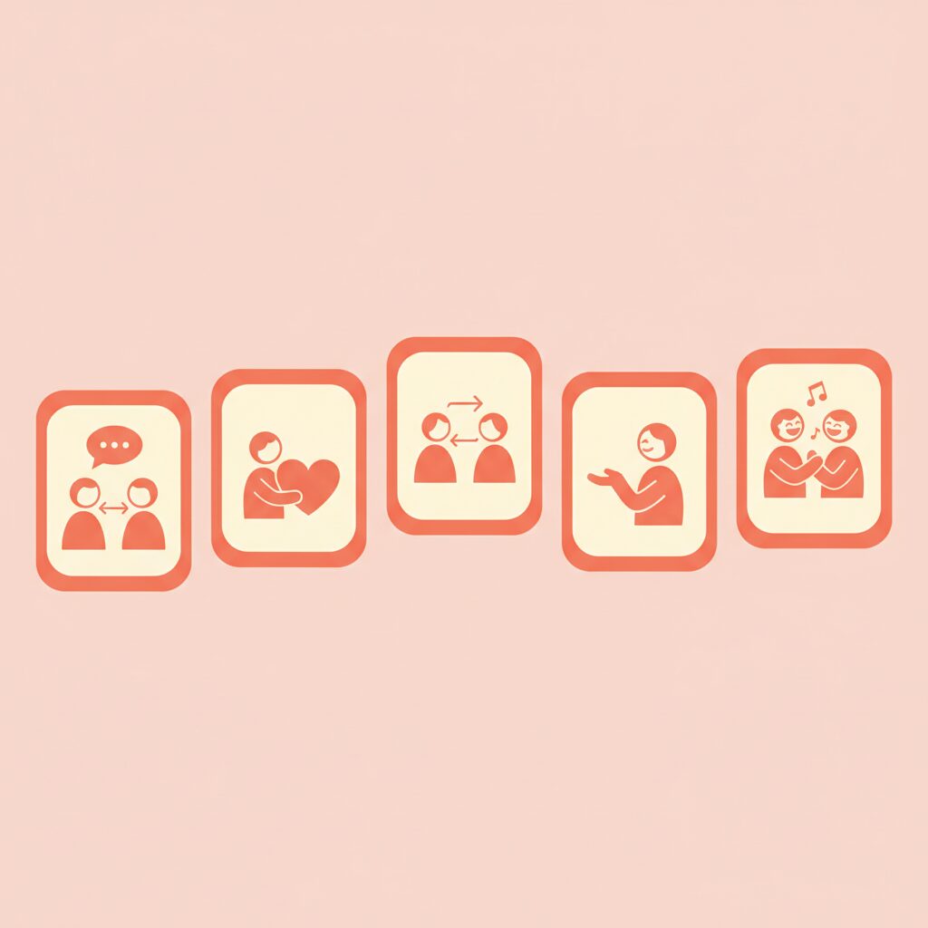 5つのLINEルールを示すカードのイラスト