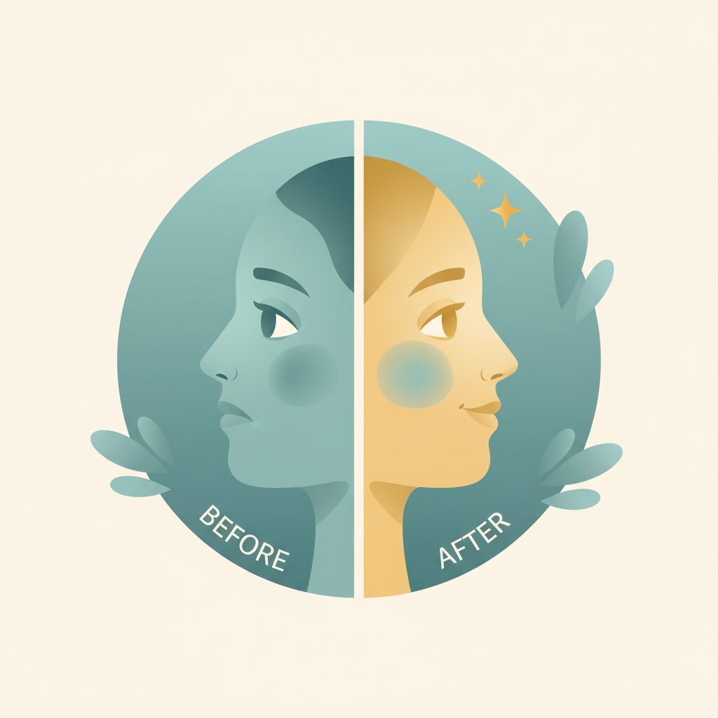 肌のビフォーアフター比較イラスト
