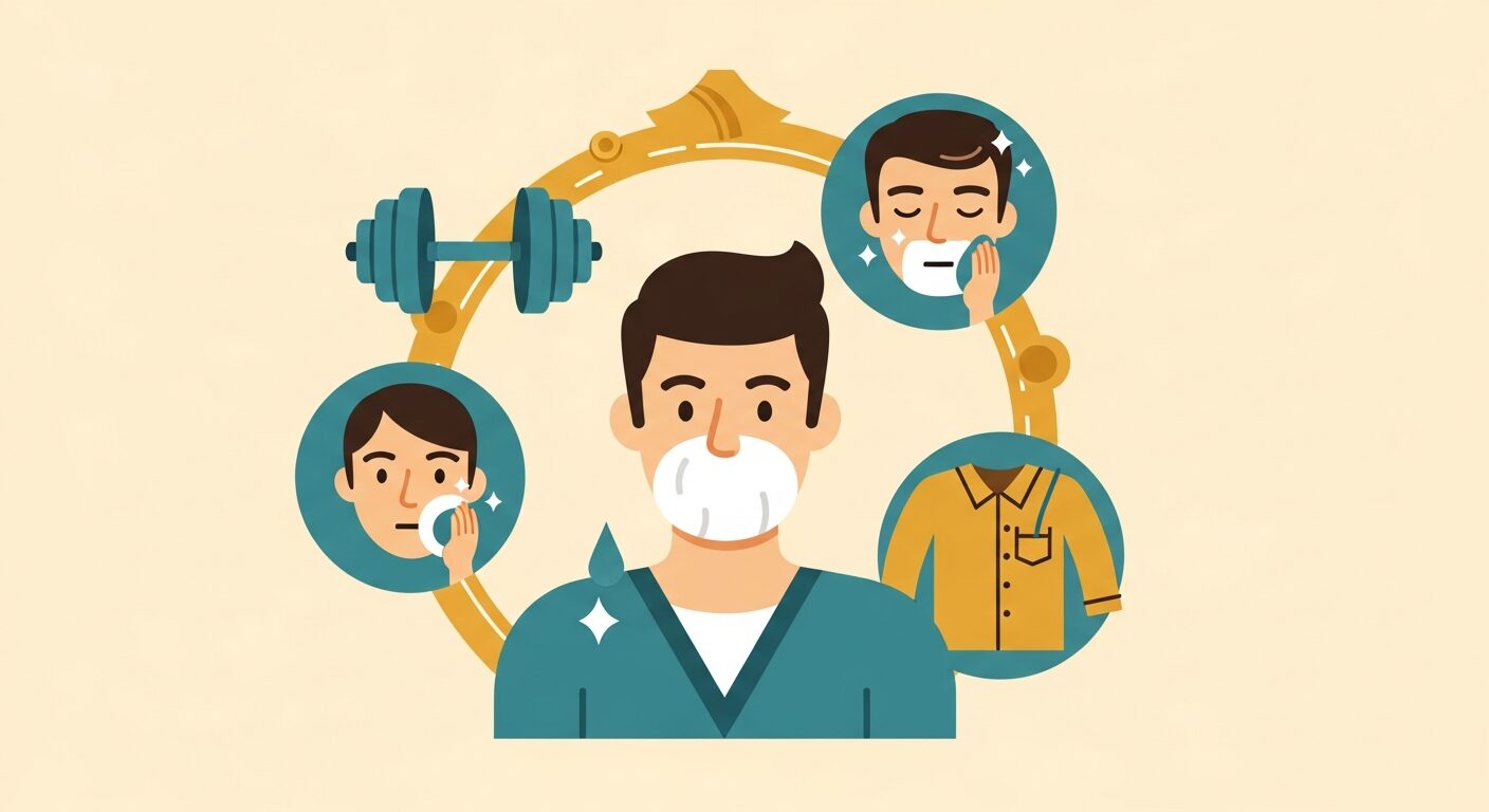 トータルで清潔感を高める男性のイラスト