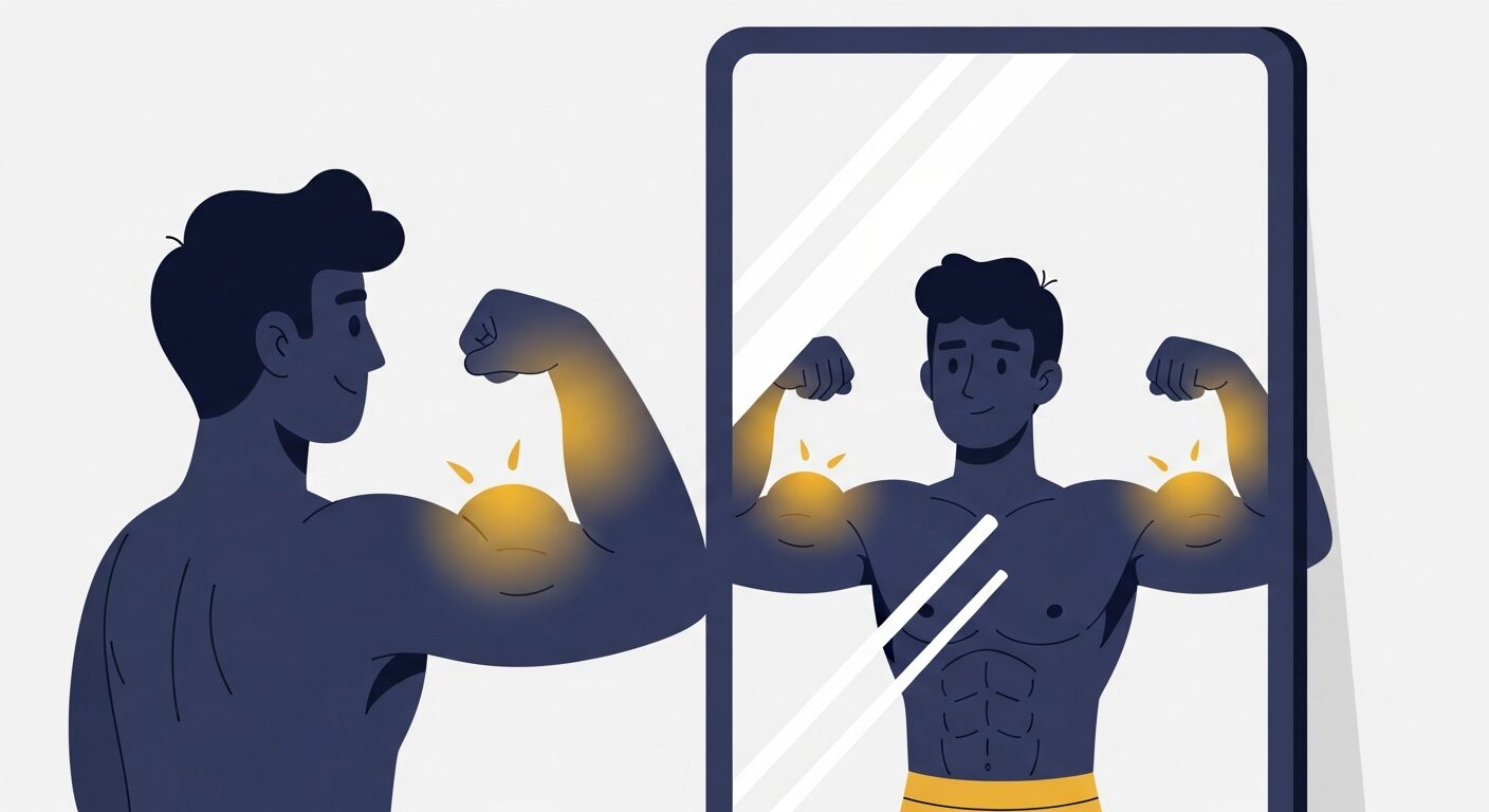 筋トレの成果を実感する男性のイラスト