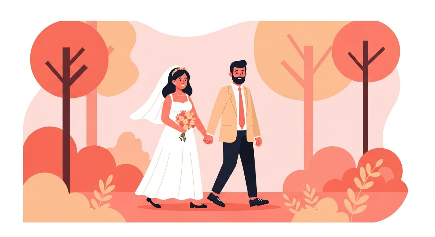 再婚で幸せなカップルのイラスト