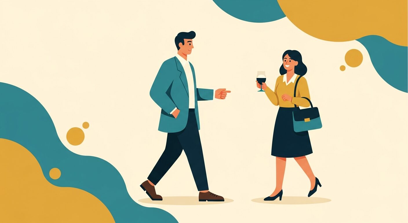 清潔感のあるコーデでデートに向かう男性のイラスト