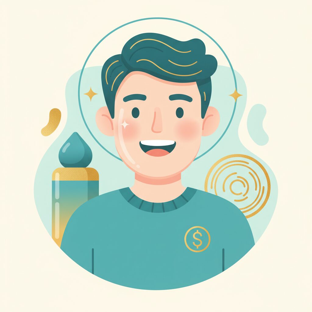 肌が綺麗になった男性のイラスト