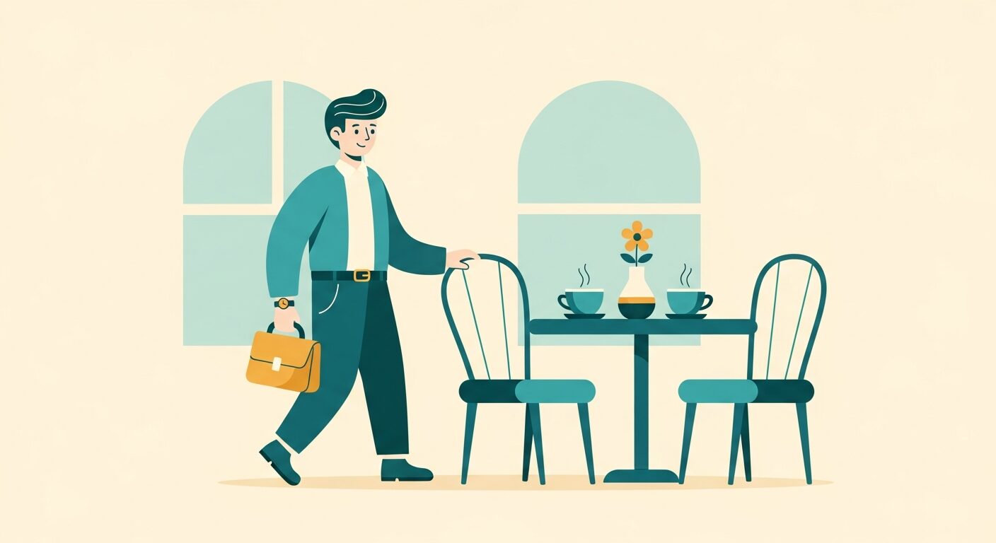 平日夜デートを楽しむカップルのイラスト