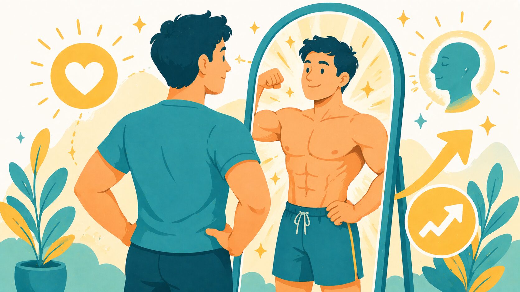 体型が変わり自信を取り戻した婚活男性のイメージイラスト