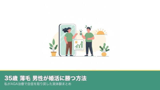 35歳 薄毛 男性が婚活に勝つ方法｜私がAGA治療で自信を取のアイキャッチ画像