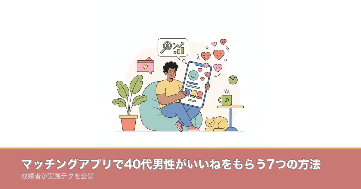 マッチングアプリで40代男性がいいねをもらう7つの方法｜成婚のアイキャッチ画像
