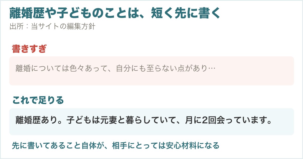 離婚歴や子どものことをプロフィールにどう書くか